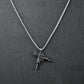 Silver Uzi Gun Pendant with Golden Roundcut Chain -316L