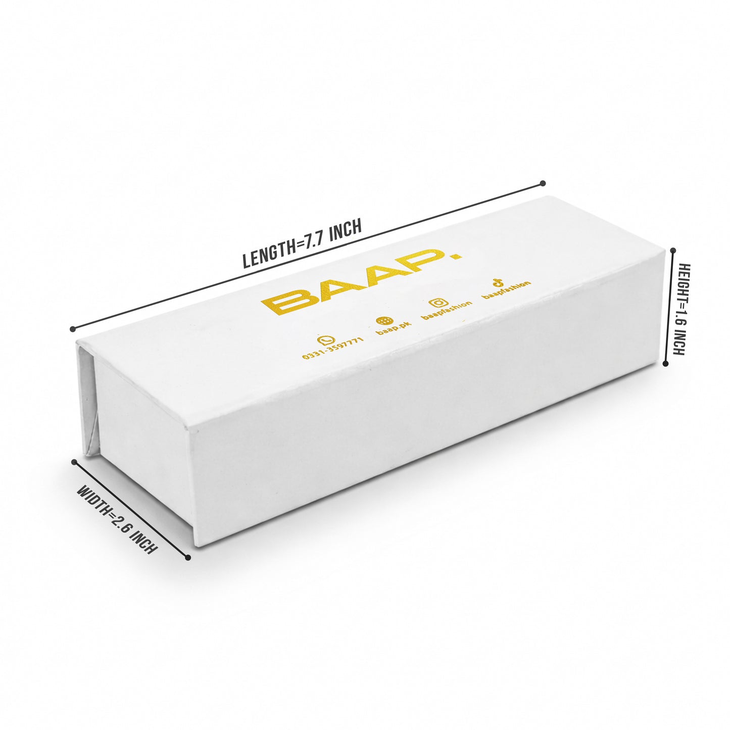 Box Dimensions: Width 2.6" inch, Length 7.7" inch & Height 1.6" inch