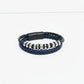Blue Braided Double Leather Strap Bracelet